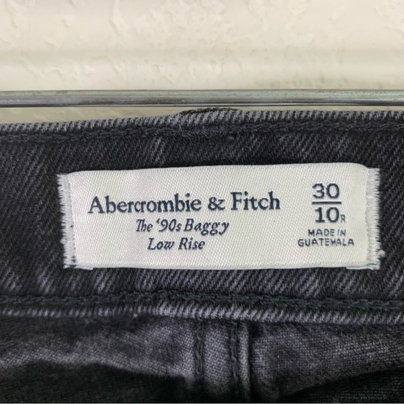 Abercrombie & fitch womens charcoal the 90s baggy low rise button fly jeans 10 - Picture 6 of 10